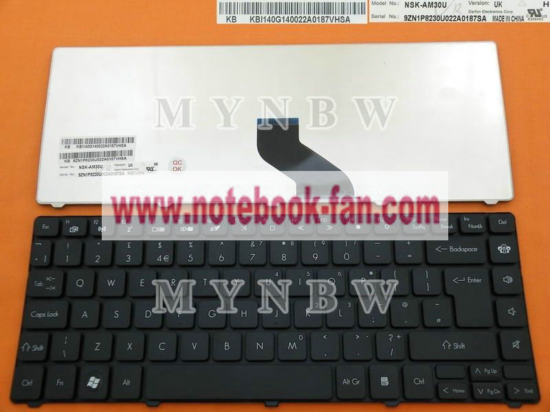 Gateway NV49C Packard Bell EasyNote NM85 NM87 Keyboard UK Black - Click Image to Close